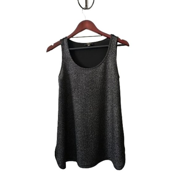 Cupio Women's Small Silver & Black Sleeveless Pull Over Holiday Casual Tank Top - Picture 5 of 12